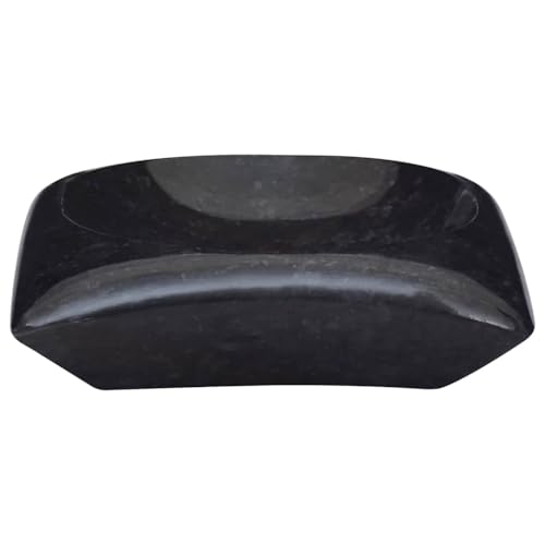 Lavabo de mármol negro Mangloder de 50x35x10 cm con desagüe para baño o aseo 4