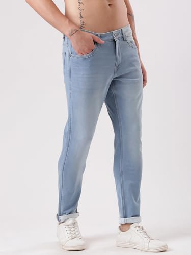 Image of TURMS Men's Cool Tech Jeans All Degree Anti Odor UV Protectant Travel Edition Mid Rise Denim Pants | Stretchable Comfort Cotton Rich
