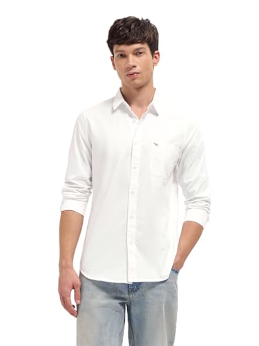 Image of THE BEAR HOUSE Men's Blue Tailored Fit Full Sleeve Cotton Solid Shirt