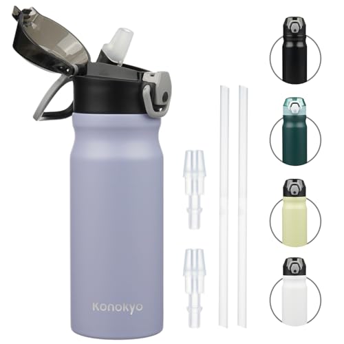 Image of Konokyo 18 oz Insulated Stainless Steel Sports Water Bottle with Straw Lid