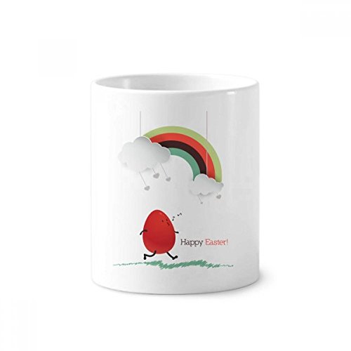 Brosse à dents pen holder mug blanc céramique avec motif œuf arc-en-ciel