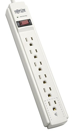 Tripp LITE TLP606 6-Outlet Surge Protector, 6 ft. Cord, 790 Joules, Diagnostic LED, Light Gray Housing