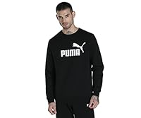 PUMA Men's Essential Big Logo Fleece Crew, Black, M