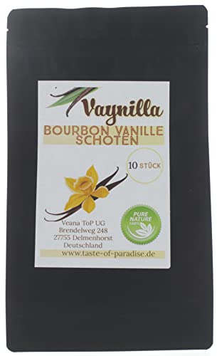 Lot de 10 gousses de vanille Bourbon - 12-13 cm - 100 % naturelles - En provenance de Madagascar