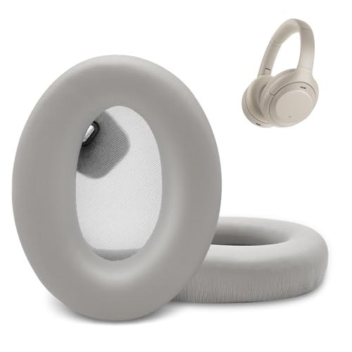 Almohadillas de repuesto para Sony WH-1000XM4 - Almohadillas plateadas para auriculares inalámbricos Sony WH1000XM4 con cancelación de ruido, piel de proteína premium (plata)