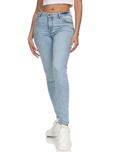 REPUBLIX Damen Mid Waist Skinny-Fit Stretch Denim Jeans Basic RJ-1001 Bleached Blue 34