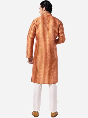 Image of LookMark Men's Cotton Blend Printed Long Kurta Suitable for All Indian Wedding, Occasions, and Festivals