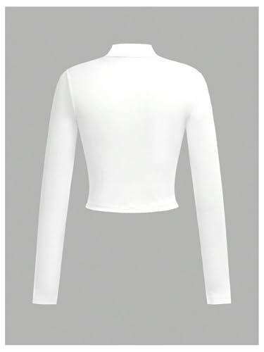 Girl's Full Zip Up Long Sleeve T Shirts Mock Neck Fitted Athletic Sports Workout Fall Tops2