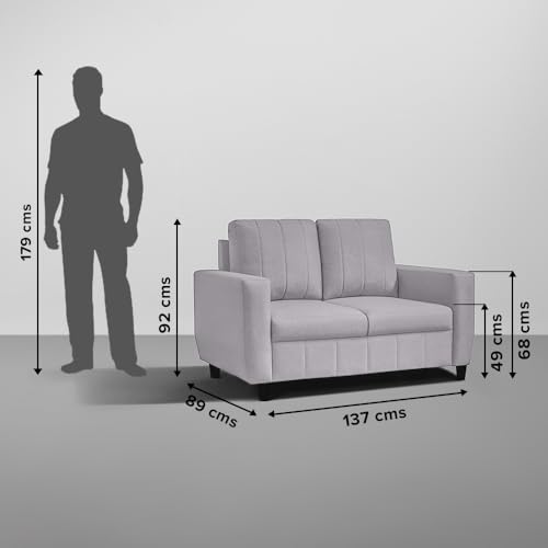 Image of Sleepyhead Bae Designed by Duroflex - 2 Seater Sofa Chair, Premium Fabric |Space-Saving Design |Comfort & Easy Maintenance |3 Years Warranty |Stylish Two Seater for Living Room - Stone Grey