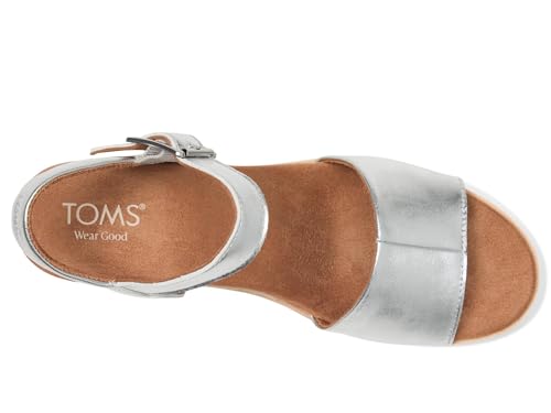 Image of TOMS Women's Diana Wedge Heel Sandal, Leather Upper, Rope-Wrapped Midsole, Adjustable Strap, Buckle, OrthoLite Insole