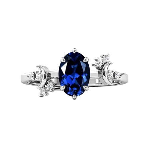 10K 14K 18K Gold 0.12cttw Natural Diamond Moon Goddess Gemstone Engagement Rings for Women 1.5ct Oval Natural Gemstone Promise Anniversary Wedding Rings