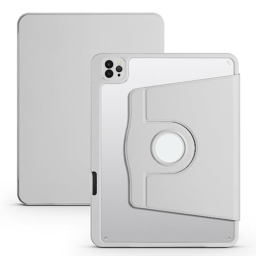Anti-amarilleo Funda trasera transparente compatible con iPad Air5/Air4 10.9 2020, para Pro 11 2022/2021/2020/2018, 360 grados giratoria Folio Flip Smart Tablet Cover Auto Sleep/Wake(Szary)