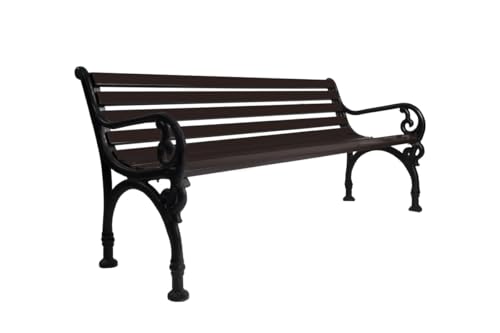 Image of Amazon Brand - Solimo Cast Iron 3 Seater Garden Bench | Durable Outdoor Park Bench for Balcony Patio Terrace, Living Room | Ideal Indoor and Outdoor Seating Furniture (Black)