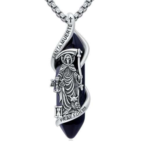 Lypic Santa Muerte Necklace 925 Sterling Silver Cadenas de la Santa Muerte Amulet Protection Amulet Jewelry for Men Women