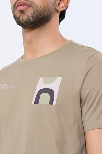 Image of 7 Alt by Pantaloons Men's 100% Cotton T-Shirt | Slim Fit | Round Neck | Half Sleeve