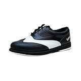 Bowlio Bowlingschuhe Strike-Classic aus Leder mit Microfasersohle, Größe:37, Farbe:Schwarz/Weiss