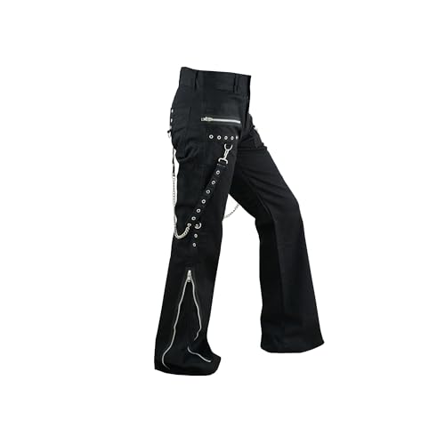 Women's Chains Black Rhinestones Gothic Punk Emo Pants Straps Baggy Pants(XL)4