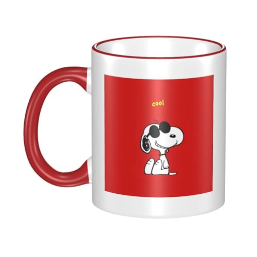 スヌーピー マグカップ 保温・保冷 電子レンジ対応 コーヒーカップ 陶器 セラミック 耐高温 軽量 個性人気 誕生日プレゼント大容量 Red