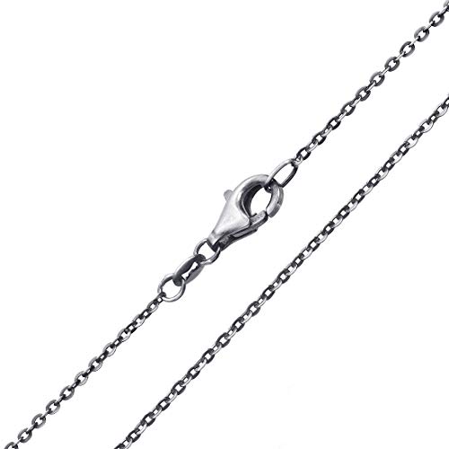 MATERIA - Catena in argento sterling ossidato e anticato 925 per uomo e donna, 1 mm x 40 – 80 cm K96 e Argento, colore: argento, cod. K96