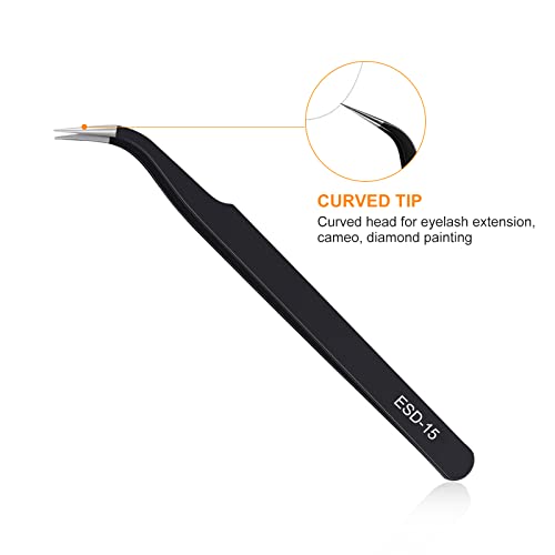 image for kaverme 9PCS Precision Tweezers Set, Upgraded Anti-Static Stainless St