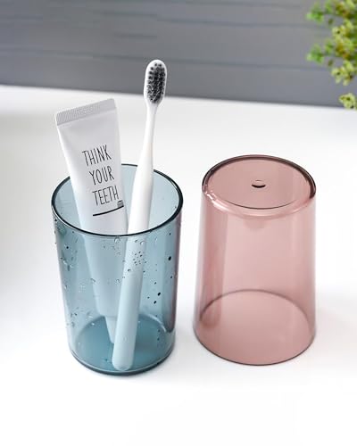 Image of Wall Mounted Toothbrush Holder for Bathroom with 3 Cups | Dustproof Toothbrush Organizer Stand | BPA-Free Bathroom Storage Shelf for Toothbrush, Toothpaste, Comb & Razor | Self Adhesive