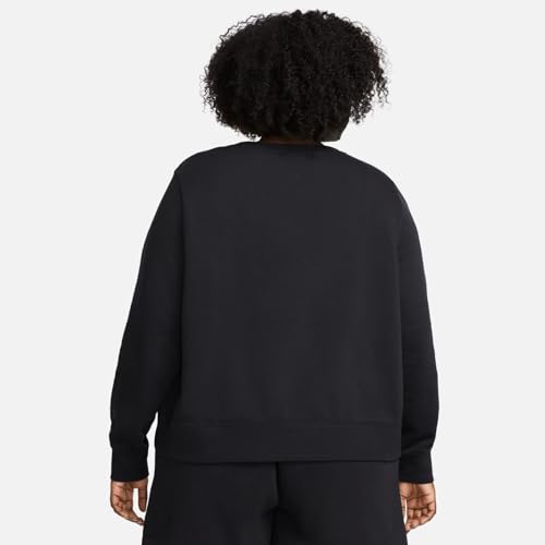 Nike Sportswear Club Fleece Women's Crew-Neck Sweatshirt (Plus Size), Size 2X Black/White3