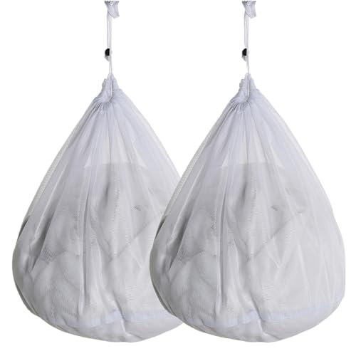 LIbgiubhy Prácticas bolsas de lavandería de malla, juego de 2 bolsas de lavado reutilizables con cordón portátil para ropa y ropa interior