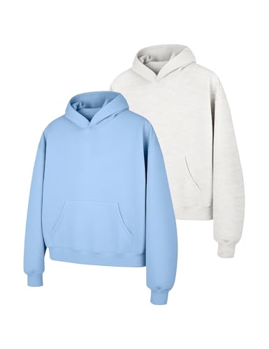Image of PEHMEA 2 Pack Kids Hoodies Sweatshirt for Boys Cotton Pullover Hooded Sweatshirts With Pockets No Drawstring