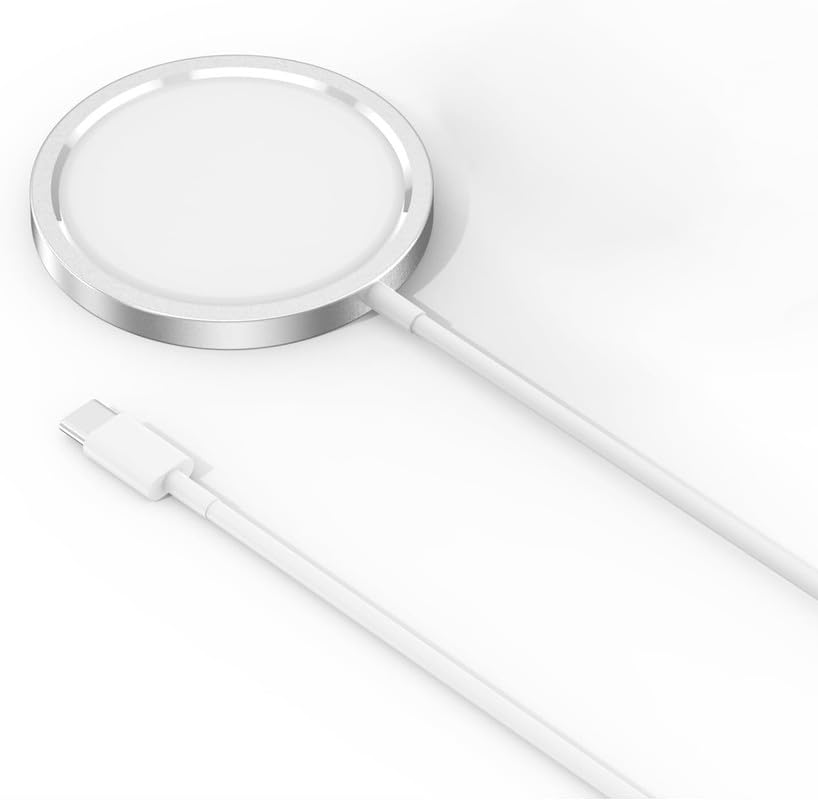 COVERLY Mag-Safe Magnetic Wireless Charger 15W for iPhone 14, 14 Plus, 14 Pro, 14 Pro Max, iPhone 13, 13 Pro Max, 13 Mini, 12, 12 Pro Max,Airpods 2, 3, Pro2, & All Qi-Enabled Devices (White)