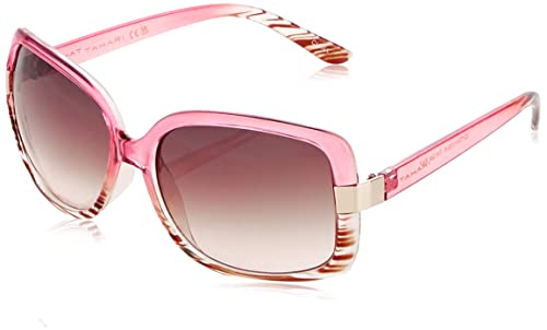 TAHARI womens Th124 Glamorous Oversized UV Protective Women s Rectangular Sunglasses Elegant Gifts for Women 58 mm, Pink Fade, mm US
