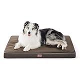 Bedsure Memory Foam Dog Beds Large Sized Dog - Orthopedic Pet Beds for Crate with Removable Washable Cover and Nonskid Bottom, Plush Flannel Fleece Top Pet Mat, Brown