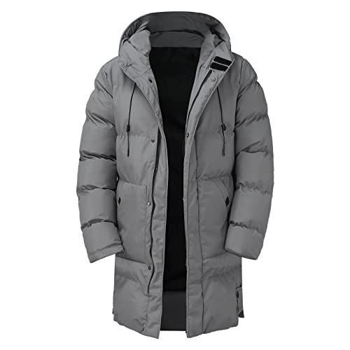 Heren winterjassen jas casual solide ritsjas lange mouwen mantel met capuchon warme ritssluiting splitten jas met verwarming - Image 7