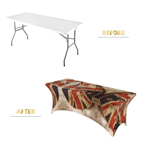 Housse de table rectangulaire Union Jack 1m80 EdWal en élasthanne extensible - 5