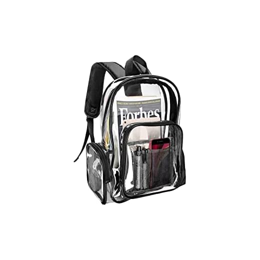 Procase Mochila Transparente Plástica Grande, Mochila Escolar PVC Resistente al Agua para el Día a Día IR a Trabajar Escuela Estadio Supermercado Gimnasio Piscina Playa -Negro