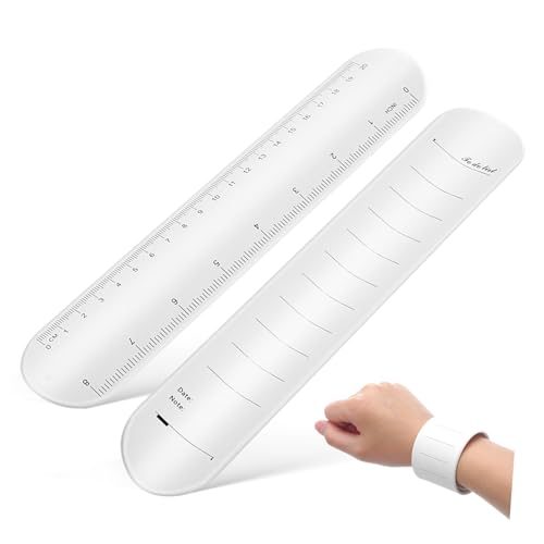 OUNONA 2個 書いて消せるシリコンリストバンド 軽量柔軟な手首巻くメモ帳 防水耐久やることリスト兼定規付きリマインダー腕輪