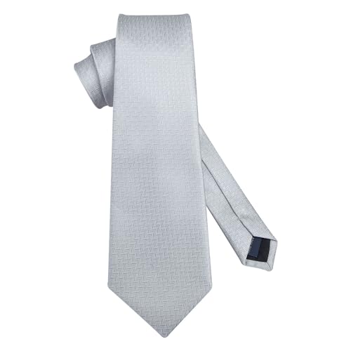 Image of HISDERN Ties for Men Solid Houndstooth Neckties Handkerchief Formal Business Tie & Pocket Square Set Wedding Party