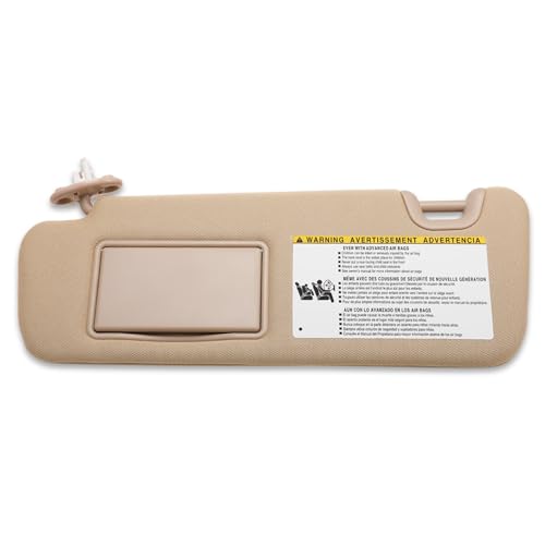 LOIYLLEN Left Driver Side Sun Visor Replacement for Toyota Highlander 2014 2015 2016 2017 2018 2019 - Sunvisor with Mirror and Light, Replaces# 74320-0E074-A0, Beige