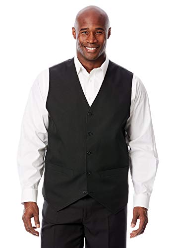 Kingsize Ks Signature Men's Big & Tall Easy Movement 5-Button Suit Vest - Big - 62, Black #TOP8