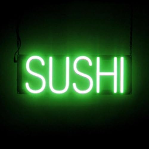Image of SpellBrite LED Neon SUSHI Sign for Business - Green, 18 inch x 6 inch | Ultra-Bright Click-Together Signage for Restaurants, with Visibility from 500 Feet - 8 Animations, 6 Brightness Settings