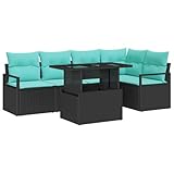 vidaXL Garden Sofa Set with Storage 6 pcs Black Poly Rattan, Garden and Terrace Furniture, Modular Sofa Set, Durable Outdoor Seating, Rectangular UV-Resistant Poly Rattan Lounge