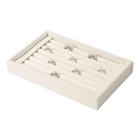 Pangkeep Ring Holder Display Tray Jewelry Organizer Stands for Selling Rings Earrings Show (Beige) Cover