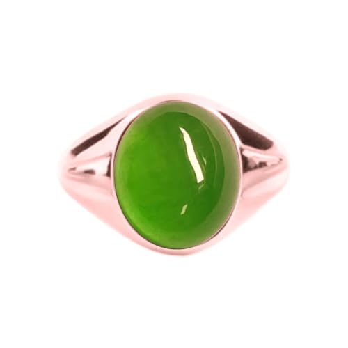 14K Gold 2.0 Carats Jade Ring for Men 10K/14K/18K Real Yellow Gold Natural Emerald Green Jadeite Signet Ring for Men Mens Ring for Him Husband Engagement Fathers Day Wedding Graduation3