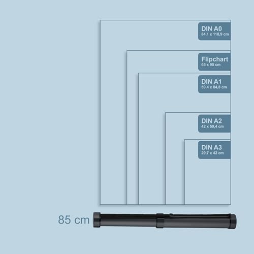 Miniatura 3 de Relaxdays Rollo Extensible Para Pósteres 51-85 Cm Ø 9 Cm Negro Gris Transporte A0