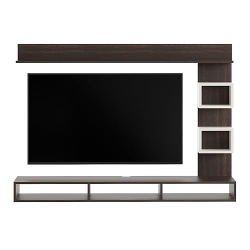 Image of FURNEASER Elite Engineered Wood Wall Mount TV Unit /TV Stand /TV Cabinet /TV Entertainment Unit /Set Top Box Stand (Ideal for 50-55 Inch) (D.I.Y) (Wenge & White)