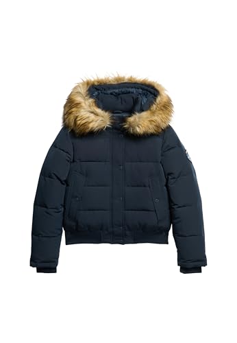 Superdry Damen Everest Hooded Bomberjacke Nordisch Chrom Marineblau 40