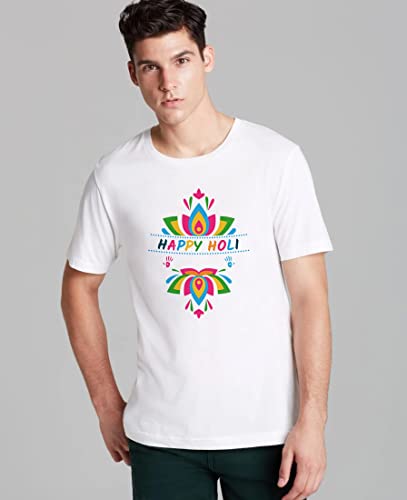 Image of Decor Production Men's /Women's Regular Fit -Colourful - Holi Tshirt Shirt for Men /Women Printed Round Neck Tshirt || Mens /Womens Tshirts Polycotton Half Sleeve