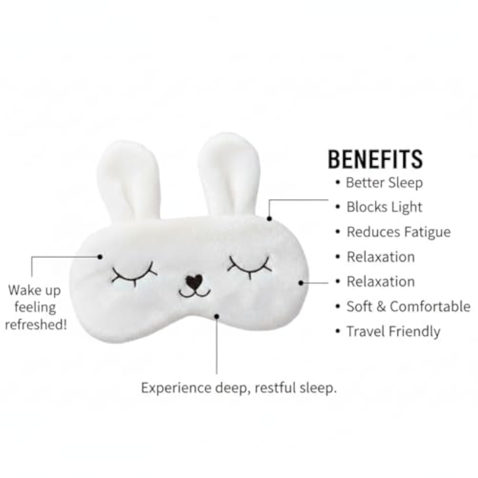 Cute Bunny Eye Mask for Sleeping, Pack of 2