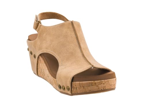 Image of Corkys Footwear Womens Carley Wedges, Featuring Corkys EVA Foam Cushioned Insoles, A 2.5 Inch Heel, Lightweight For All Day Wear, And Hook And Loop Closure