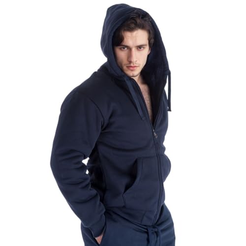 Image of LeeHanTon Sherpa Lined Hoodies for Men Heavyweight Full Zip Up Sweatshirt Thick Fleece Winter Warm Work Jackets Plus Size