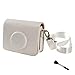 NIYI PU Camera Case for Fujifilm Instax Mini EVO Instant Digital Film Photo Camera Protection Cover Camera Bag With Shoulder Strap Cleaning Brush White